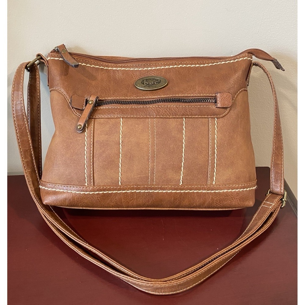 B.O.C Handbag Brown Faux Leather Shoulder Adjustable Strap Crossbody 12x9x3